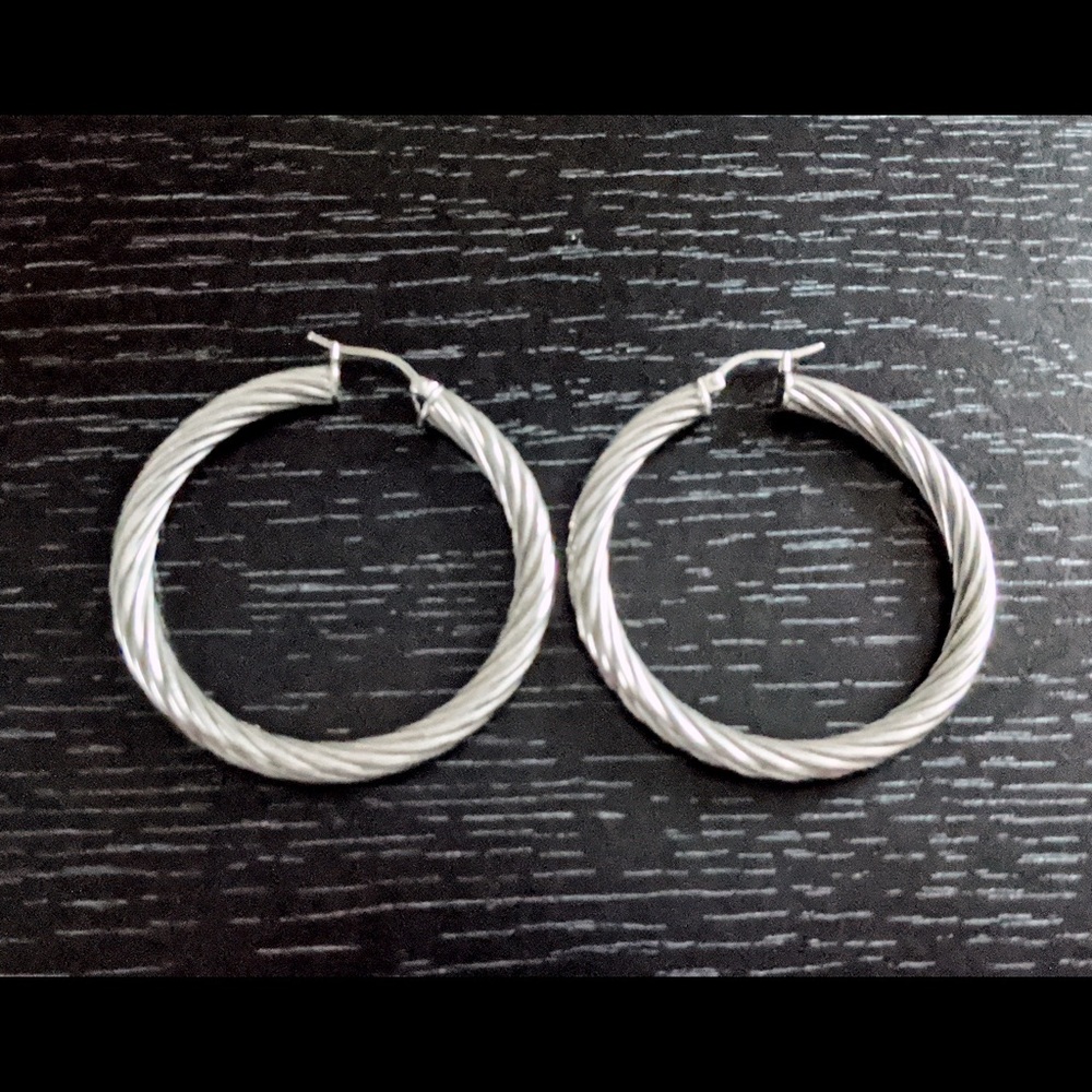 Silver Rope Hoop Fashion Earrings